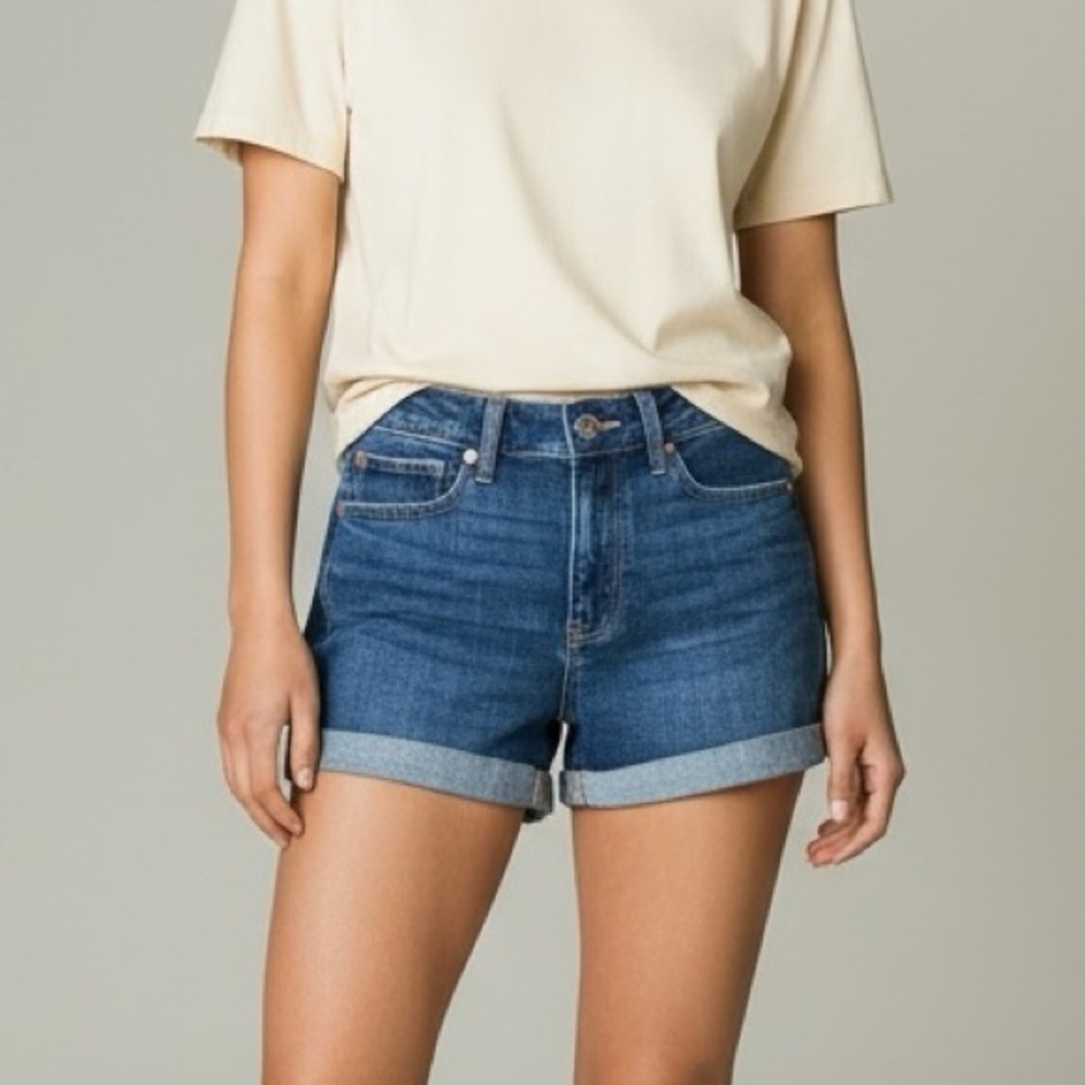 American Eagle Outfitters High V-Rise Shortie Cuffed Denim Shorts